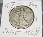 Fine Silver 1917 p Philadelphia Mint Silver Walking Liberty Half Dollar 1/2 WLH