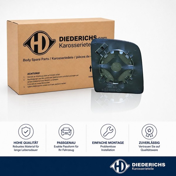 Spiegelglas Aussenspiegel Rechts Diederichs 1454626 FÜR Ford Ersatzglas Spiegel-image