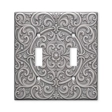 Gray Ornate Baroque Scrollwork Light Switch Plate Cover Decorative Toggle Outlet