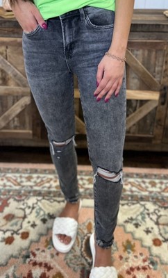 NWT Vervet Flying Monkey High Rise Distressed Charcoal Skinny Jeans Women's SZ 9