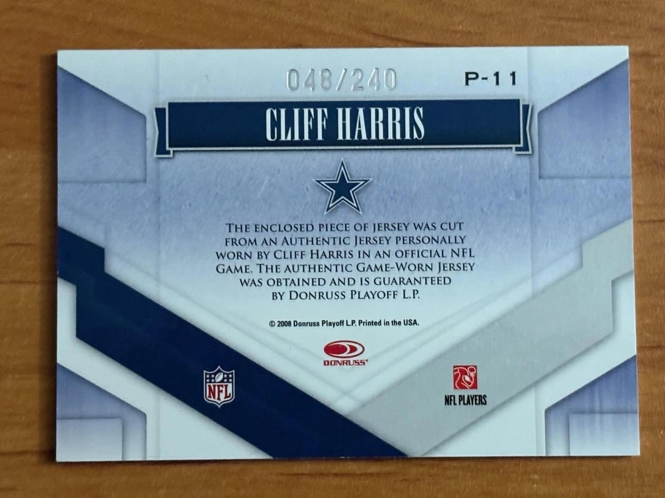 2008 Donruss Gridiron Gear #P-11 Cliff Harris Performers Jerseys #/240 - Image 2 of 2