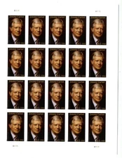 NDC 2025, Jimmy Carter Imperf Pane of 20 / Sheet without die cuts NDC