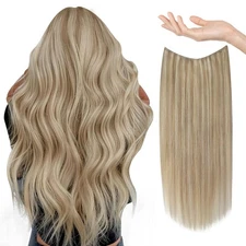 16-28inch good Remy Human Hair Hidden Invisible Wire Hair Extensions thick