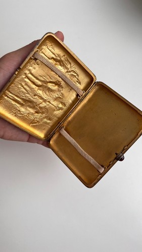Vintage Antique Mtsiri Three Heroes Russian Embossed Silver 875 Cigarette Case - Picture 4 of 10