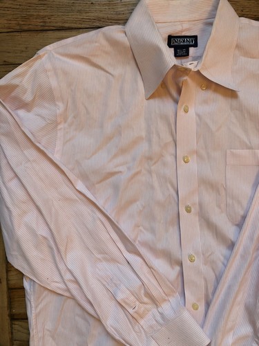 LANDS END Mens Size 16 1/2 - 35 Button Down Striped Long Sleeve Cotton Shirt Reg - Picture 7 of 10
