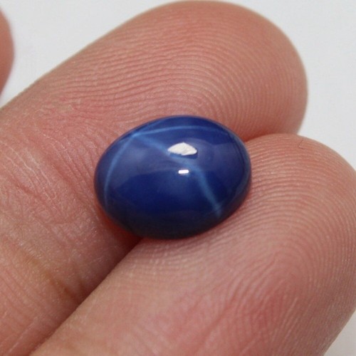 Flat Back Star Sapphire Oval Smooth Polished Egg Shape Star Sapphire Cabochon - Picture 3 of 36