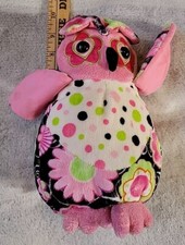 Douglas Cuddle Toys Floral Polka Dot Owl Plush 9 Pink Green Stuffed Animal