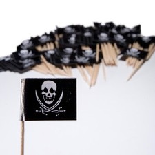 100 PCS Pirate Flag Cocktail Pick Cheese Snack Party Toothpicks Halloween