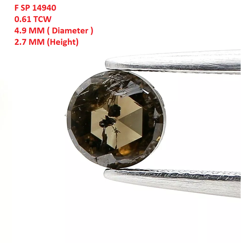Loose Natural Diamond 0.61tcw Brown Sparkling Round Rose Cut For Jewel Gift Ring - Picture 2 of 14
