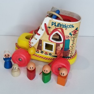 Vintage Playskool Wooden Pull Toy Old 