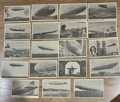 19 Graf Zeppelin Vintage Postcard Set Hindenburg German Post Cards 30's