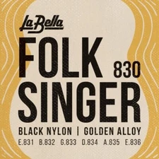 La Bella 830 Elite Folksinger Classical Guitar Strings Gold/Black - Medm tension