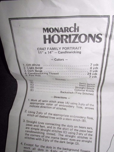 VINTAGE CANDLEWICKING KIT ~ CR47 FAMILY PORTRAIT ~ MONARCH HORIZONS ~ TEDDY BEAR - Picture 2 of 4