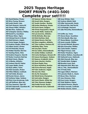 2025 Topps Heritage SP #401-500 Singles Short Print! NEW ADDS! UPDATE 10/19