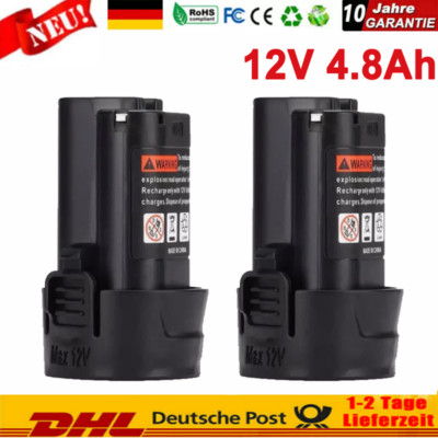 2 Stück 4800mAh Akku für Bosch GB-A BAT412 BAT411 Li-ion GSR GDR 10.8V/12V ACCU