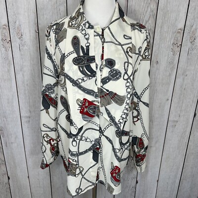 Vintage Alfred Dunner Size 14 Button Up Chains Belts Purses Blouse Shirt  Top