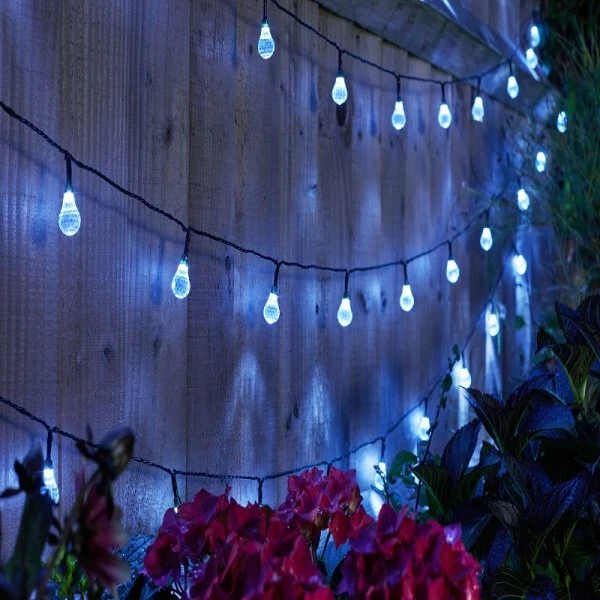 25 Orb String Lights Ultra Bright Solar Powered White Outdoor