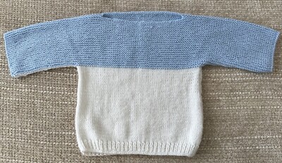 Handmade Knit Baby Toddler Sweater Blue Crochet Child Boy Prep Stripe Classic