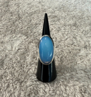 Opalite Sterling Silver 925 Statement Cocktail Ring Size 5 Boho Coastal Cowgirl