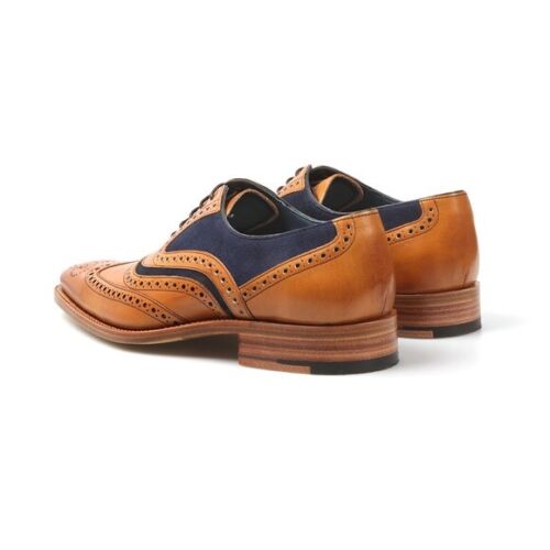 BARKER - McClean Cedar Navy - Scarpe Oxford Brogues marrone chiaro da uomo - prezzo consigliato £ 275,00 - Foto 4 di 7
