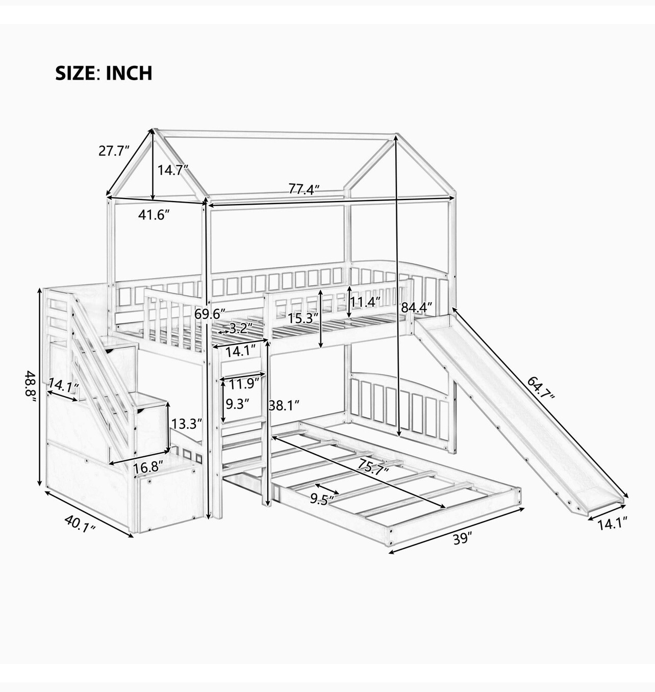 wooden bunk beds twin over twin eBay