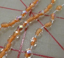 6 Strands Czech 3mm fire polished faceted glass beads crystal orange lined AB