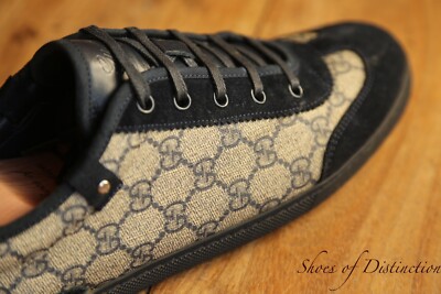 Gucci Ace GG Monogram Blue Suede Beige Canvas Sneaker Damen UK 8 US 11 EU 41