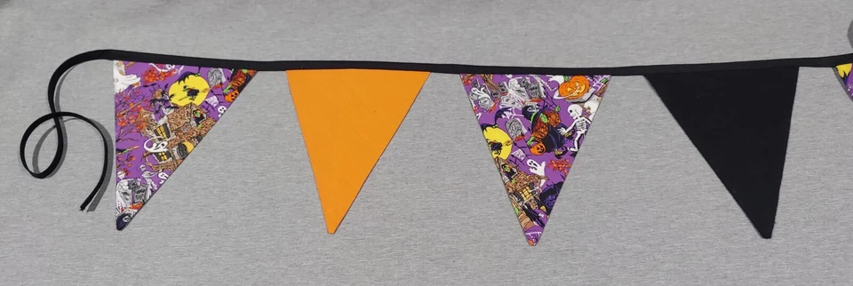NEW Fabric Pennant Flags Bunting Banner Holiday Halloween Triangle Flag Garland - Image 3 of 4