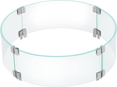 Round Gas Fire Pit Glass Wind Guard 20 x 6 in Clear Tempered Glass Flame Shield