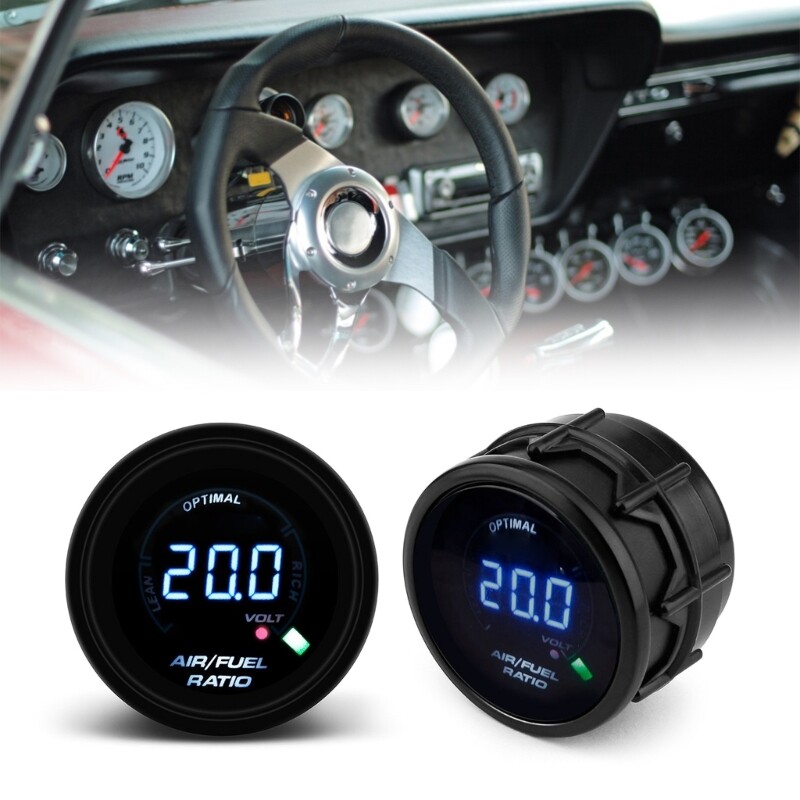 Upgraded 52mm Car Gauge 2 in 1 Air Fuels Ratio Gauge for 12V Car
