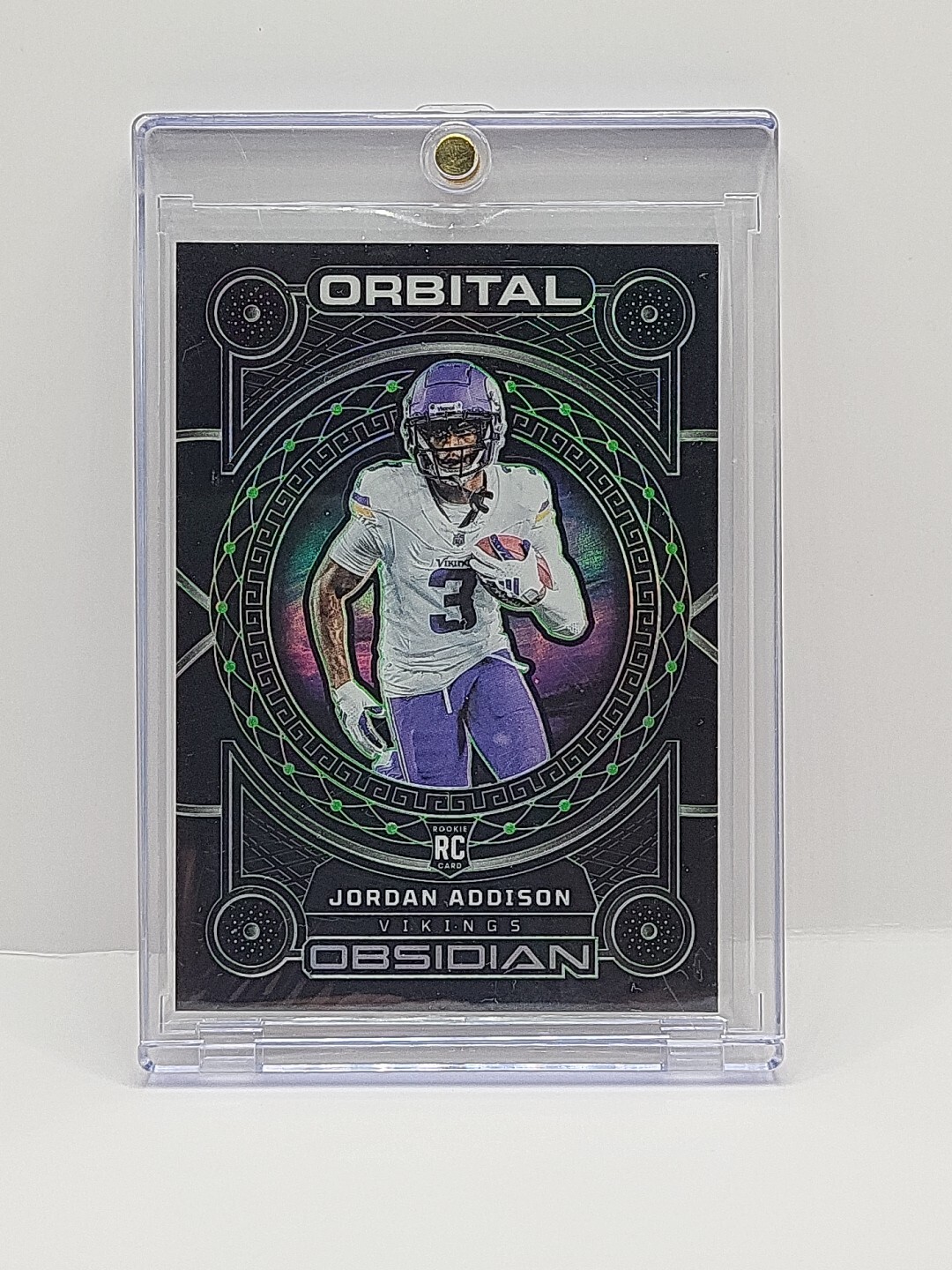 2023 Obsidian Jordan Addison Green Orbital #/35 Vikings RC