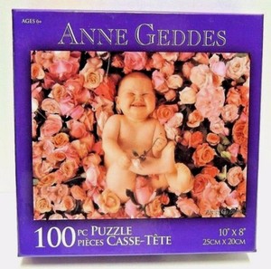 Anne Geddes Baby Laughing In Roses Flowers Jigsaw Puzzle 100pc 10 X 8 New Ebay