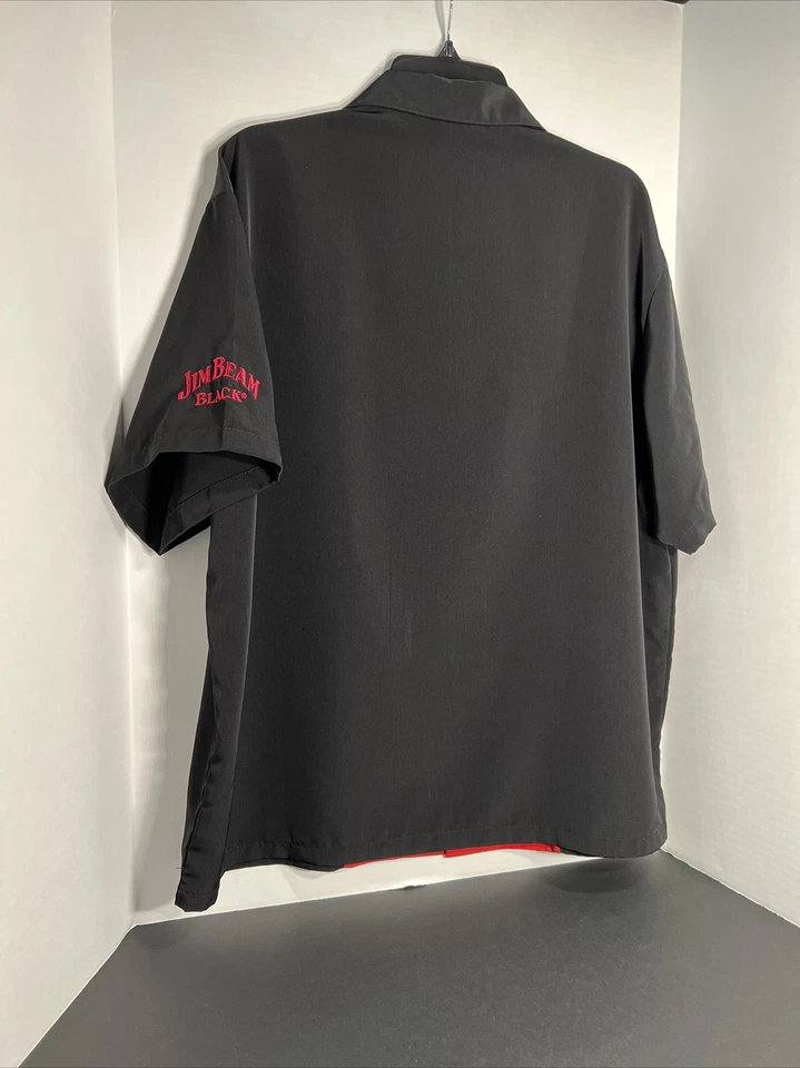 Camisa de Bowling Jim Beam Negra Whisky Bourbon Abotonada Negra y Roja S/S Para Hombre XL Foto 3 de 4