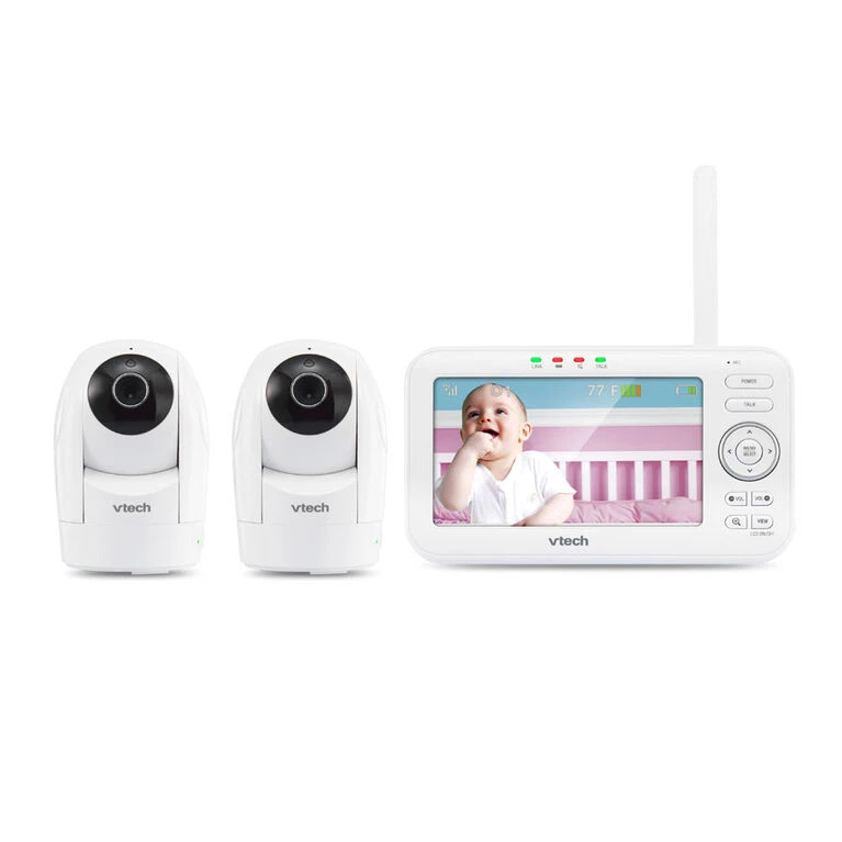 VTech 2 Camera Baby Monitor with 5" Screen, Pan & Tilt Cameras, Long Range & Col