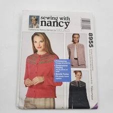 McCall's Sewing with Nancy Pattern UnCut 8955 Misses Unlined Tops Size S-M-L-XL