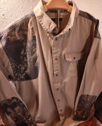 Game Winner Shooting Shirt Mens 2XL Khaki Camo Right Hand Shooter LS Cotton - Picture 2 of 4