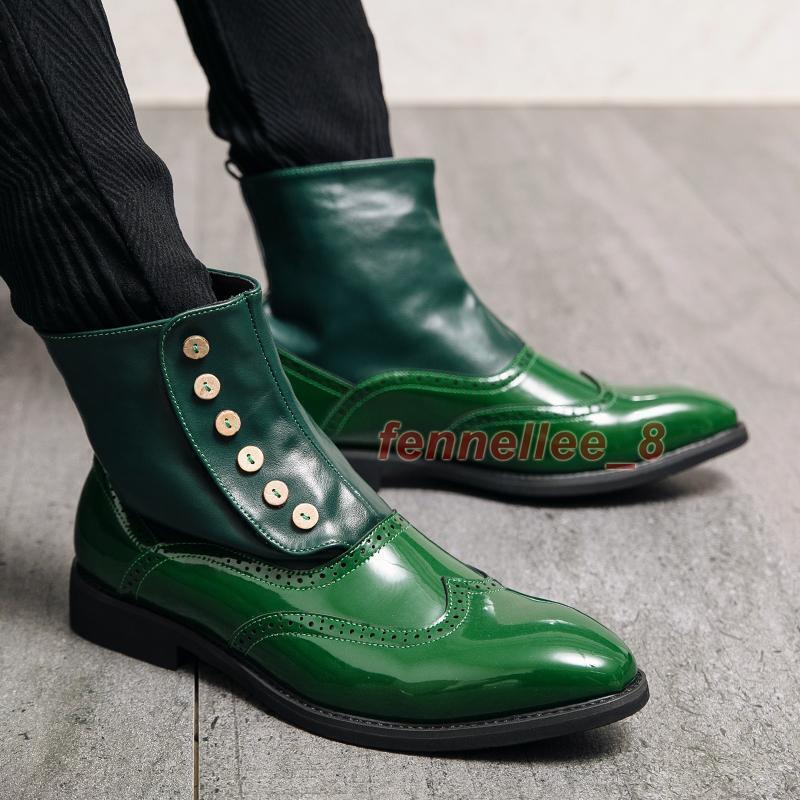 Mens Ankle Boots Low Heel Point Toe Casual High Top Dress Shoes