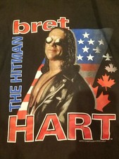 Bret Hitman Hart vintage tee shirt wwf wwe wcw wrestling canada tshirt rare