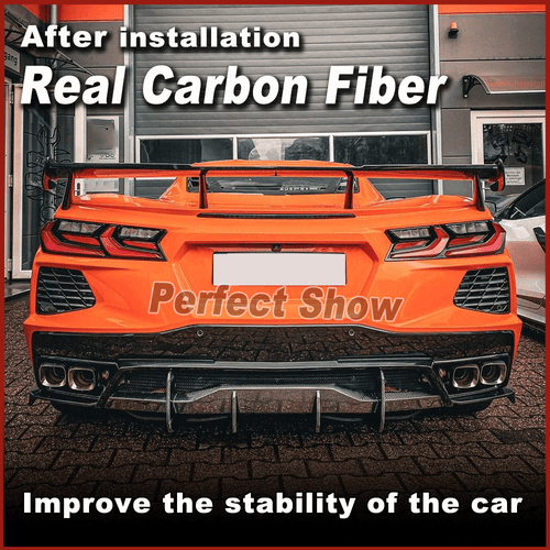 For Chevrolet Corvette C8 Stingray Real Carbon Fiber Rear Bumper Diffuser Lip - Picture 2 of 13