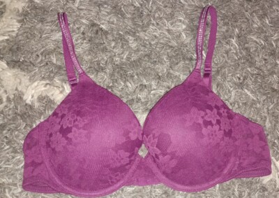 VS pink Floral Mesh push up bra BRAND NEW size 36b Magenta studded strap