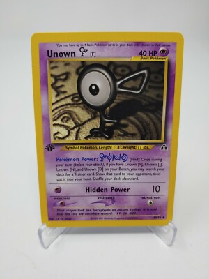 first edition unown pokemon card value Pokemon 1st Edition Unown F 48/75 Neo Discovery