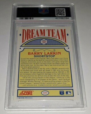 1990 Score #689 Barry Larkin Dream Team Card Graded PSA 9