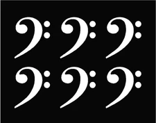 Bass Clef Symbol Vinyl Decals 6 Small Phone Case Laptop Guitar Stickers