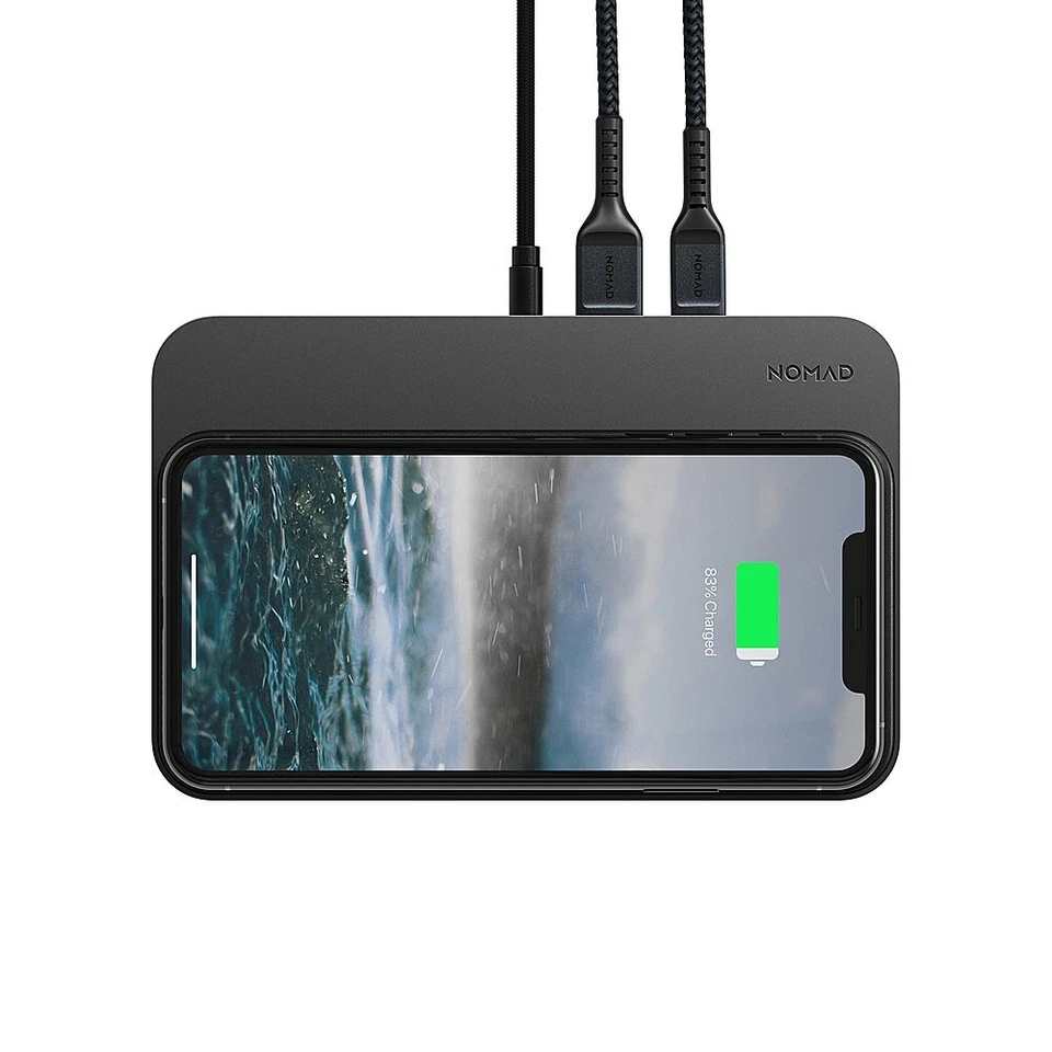 NEW Nomad Base Station Hub Edition Qi Wireless Charging Station - Black Leather - Image 4 of 4