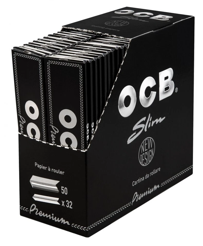 OCB Premium 50 x 32 Slim Blättchen schwarz | 1 Box Long Papers | King Size