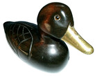 Dark Wooden Duck-Decorative Made Figure-Unique Duck Decor-9 1/2"-w/Brass Bill — photo 2