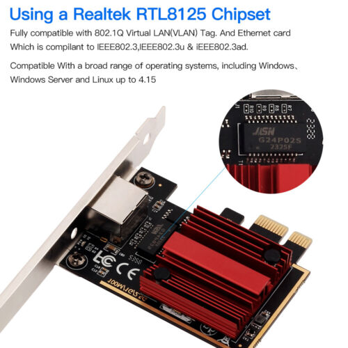 Scheda di rete Gigabit Ethernet Gigabit Ethernet PCI-E desktop 2,5 Gbps LAN RTL8125 - Foto 5 di 8