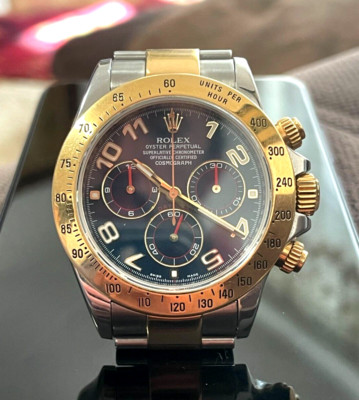 Two Tone Rolex 40mm 18K Yellow Gold Blue Arabic Cosmograph Daytona REF: 116523