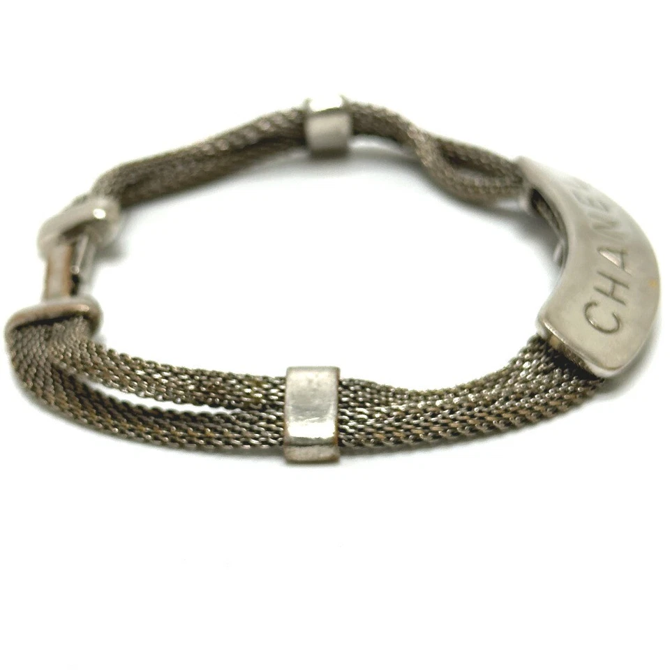 Пластина с логотипом CHANEL цепочка аксессуары модные аксессуары браслет металл серебро - Изображение 3 из 4