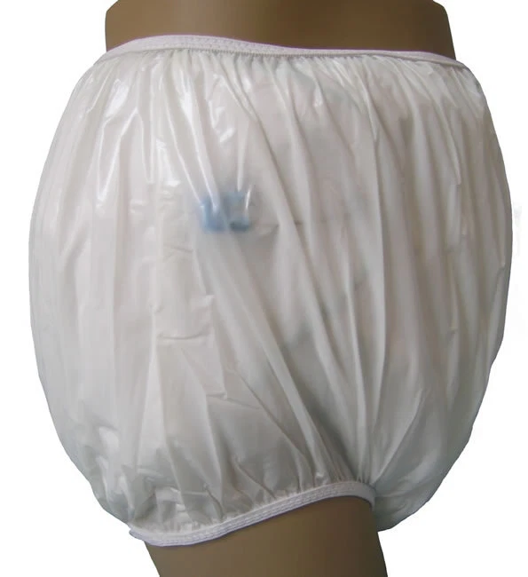 Incontinent, Autistic Plastic Pants in Adult Sizes, MILKY WHITE